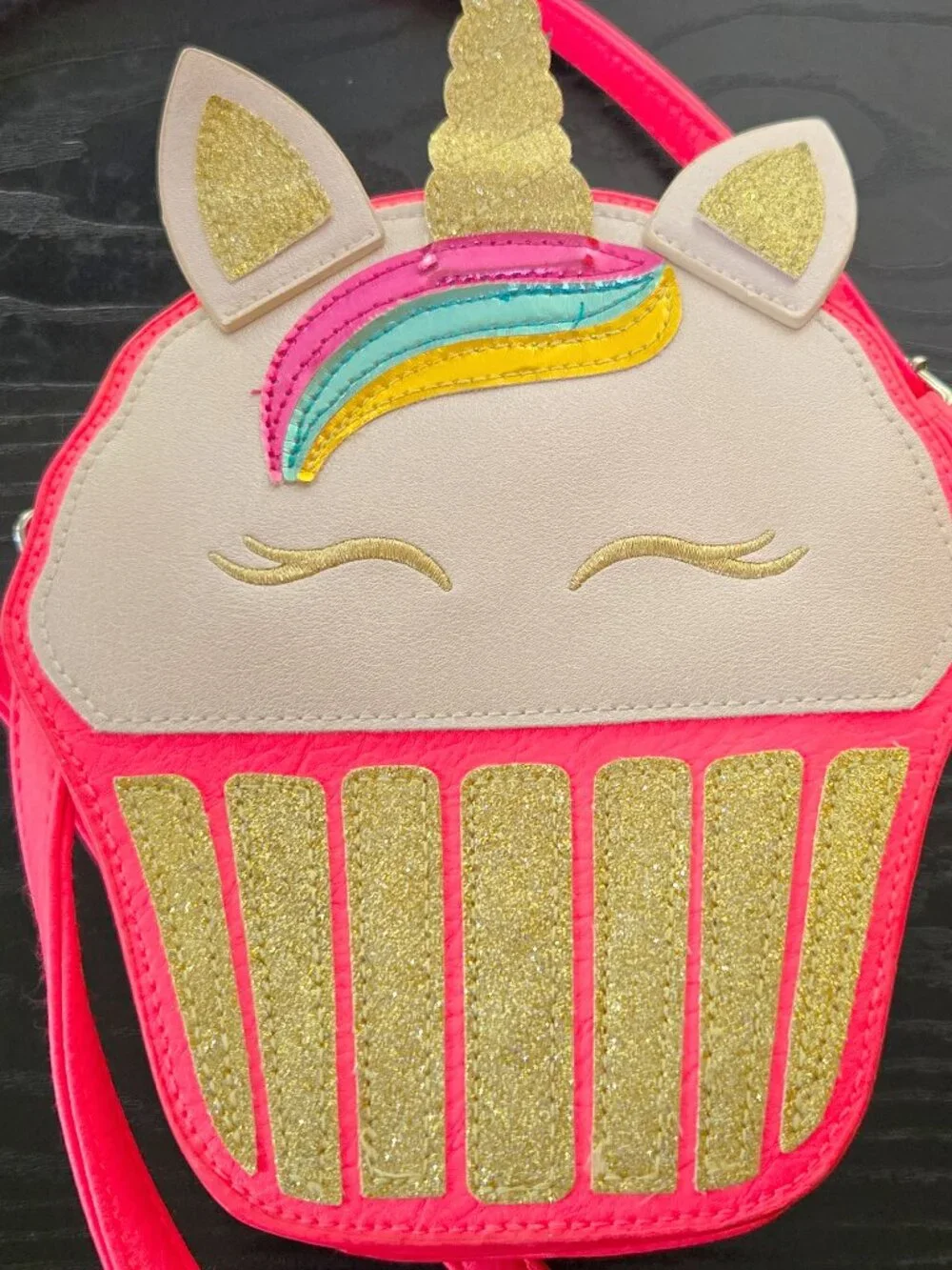 NWOT Neon Pink Cat & Jack unicorn cupcake crossbody bag